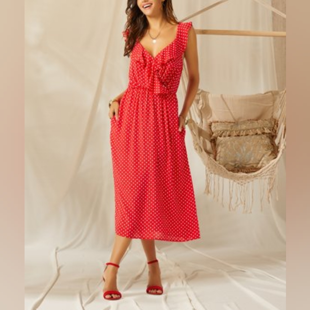 NWT Red Polka Dot Maxi Dress